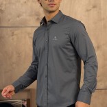 Мужская серая рубашка Loro Piana logo-embroidered