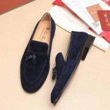 Замшевые лоферы Loro Piana tassel - Navy