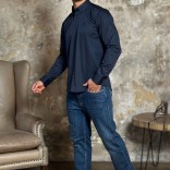 Мужская рубашка Loro Piana logo-embroidered - Navy