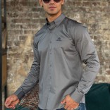 Мужская рубашка Loro Piana logo-embroidered - Grey