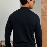 Тёмно-синий джемпер Loro Piana Zip Neck