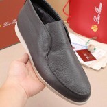 Кожаные лоферы с мехом Loro Piana Open Walk - Grey