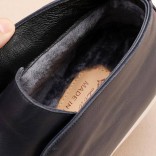 Кожаные лоферы с мехом Loro Piana Open Walk - Navy