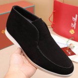 Замшевые лоферы с мехом Loro Piana Open Walk - Brown