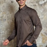 Мужская рубашка Loro Piana logo-embroidered - Brown