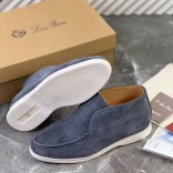 Замшевые лоферы с меховой стелькой Loro Piana Open Walk - Blue