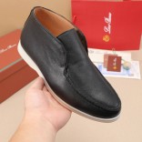 Кожаные лоферы с меховой стелькой Loro Piana Open Walk - Black