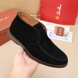 Замшевые лоферы с меховой стелькой Loro Piana Open Walk - Black