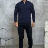 Мужская кофта Loro Piana zip neck - Navy