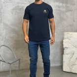 Футболка синего цвета Loro Piana logo-embroidered
