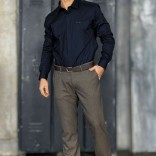 Мужская тёмно-синяя рубашка Loro Piana logo-embroidered