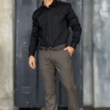 Мужская чёрная рубашка Loro Piana logo-embroidered