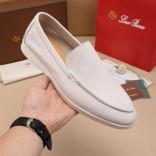 Мужские кожаные лоферы Loro Piana Summer Walk - White