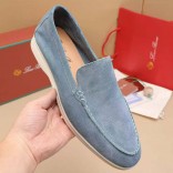 Мужские замшевые лоферы Loro Piana Summer Walk - Blue
