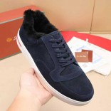 Кроссовки с мехом Loro Piana Newport Walk - Navy