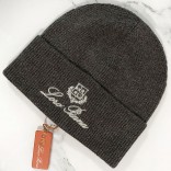 Мужская тёмно-серая шапка Loro Piana logo-embroidered
