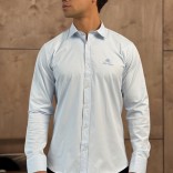 Мужская голубая рубашка Loro Piana logo-embroidered