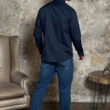 Мужская рубашка Loro Piana logo-embroidered - Navy