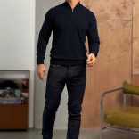 Тёмно-синий джемпер Loro Piana Zip Neck