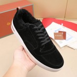 Кроссовки с мехом Loro Piana Newport Walk - Black