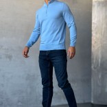 Голубой джемпер Loro Piana Zip Neck