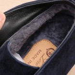 Замшевые лоферы с мехом Loro Piana Open Walk - Navy