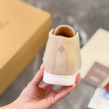 Замшевые лоферы с меховой стелькой Loro Piana Open Walk - Beige