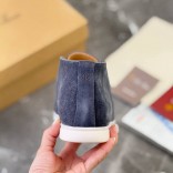 Замшевые лоферы с меховой стелькой Loro Piana Open Walk - Blue