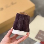 Замшевые лоферы с меховой стелькой Loro Piana Open Walk - Brown