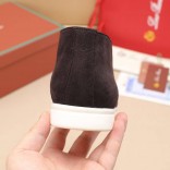 Замшевые лоферы с меховой стелькой Loro Piana Open Walk - Brown