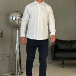 Мужская белая рубашка Loro Piana logo-embroidered