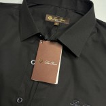 Мужская чёрная рубашка Loro Piana logo-embroidered