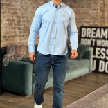 Мужская рубашка Loro Piana голубого цвета