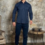 Мужская рубашка Loro Piana тёмно-синего цвета