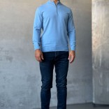 Голубой джемпер Loro Piana Zip Neck