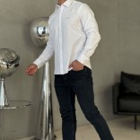 Мужская белая рубашка Loro Piana logo-embroidered