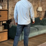 Мужская рубашка Loro Piana голубого цвета