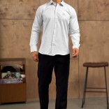 Мужская белая рубашка Loro Piana logo-embroidered