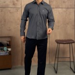 Мужская серая рубашка Loro Piana logo-embroidered