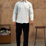 Мужская голубая рубашка Loro Piana logo-embroidered