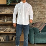 Мужская рубашка Loro Piana logo-embroidered - White