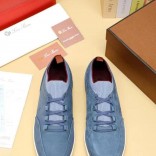 Замшевые кроссовки Loro Piana Soho Walk - Blue