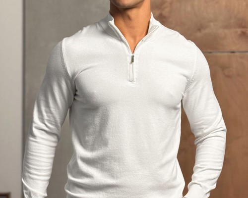 Белый джемпер Loro Piana Zip Neck