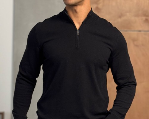Чёрный джемпер Loro Piana Zip Neck