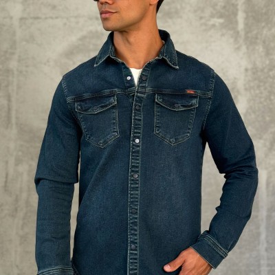 Джинсовая рубашка Loro Piana тёмно-синего цвета