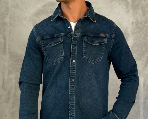 Джинсовая рубашка Loro Piana тёмно-синего цвета