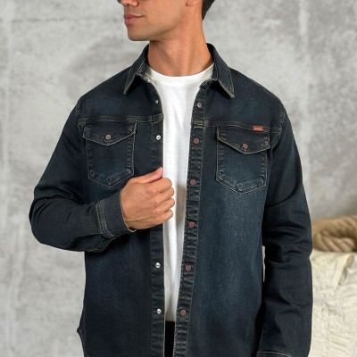 Джинсовая рубашка Loro Piana тёмно-синего цвета