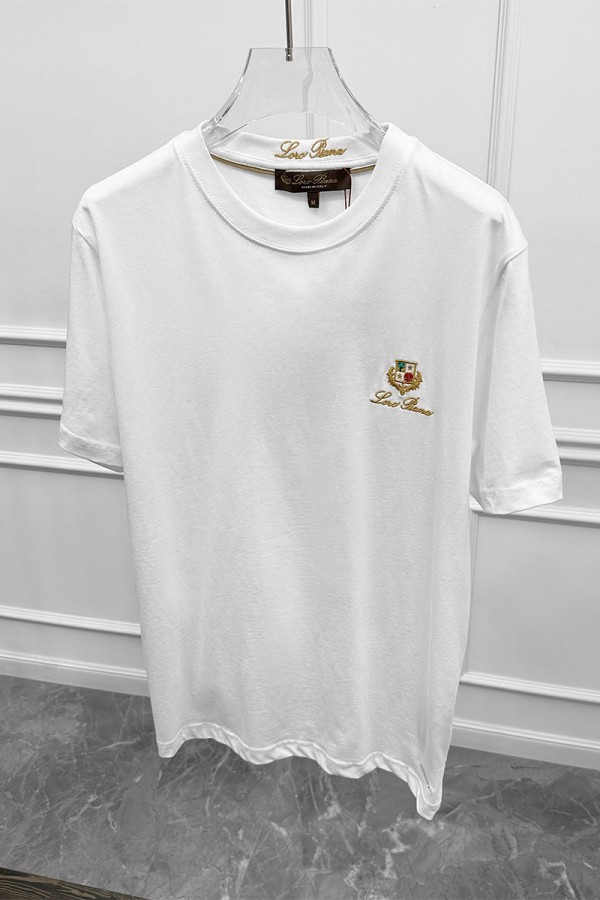 Футболка белого цвета Loro Piana logo-embroidered