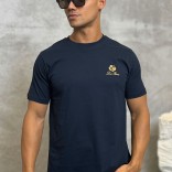 Футболка синего цвета Loro Piana logo-embroidered