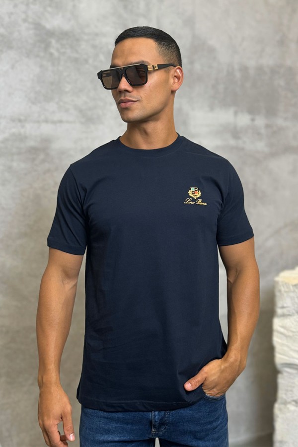 Футболка синего цвета Loro Piana logo-embroidered